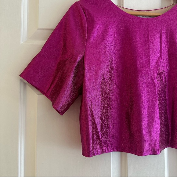 Ripley Radar Matte Fucsia Sequin Short Sleeve Boxy Top Medium - Picture 6 of 8